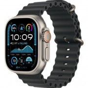Apple Watch Ultra 2 49mm Natural Titanium Case with Black Ocean Band