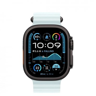 Apple Watch Ultra 2 49mm Black Titanium Case with Ice Blue Ocean Band