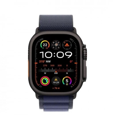 Apple Watch Ultra 2 49mm Black Titanium Case with Navy Alpine Loop