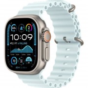 Apple Watch Ultra 2 49mm Natural Titanium Case with Ice Blue Ocean Band