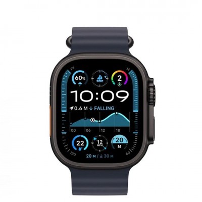 Apple Watch Ultra 2 49mm Black Titanium Case with Navy Ocean Band