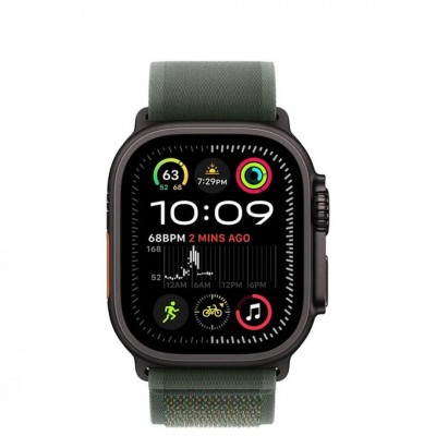 Apple Watch Ultra 2 49mm Black Titanium Case with Green Trail Loop